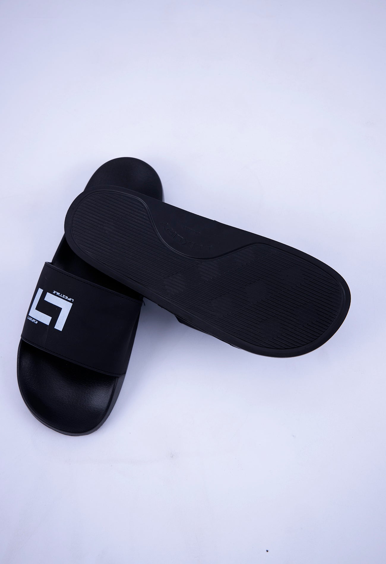 Black Luxury Leather Slides