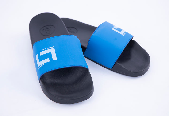 Blue Luxury Leather Slides