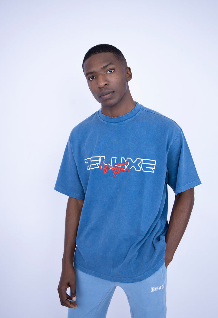 Blue Deluxe Faded Oversized T-Shirt